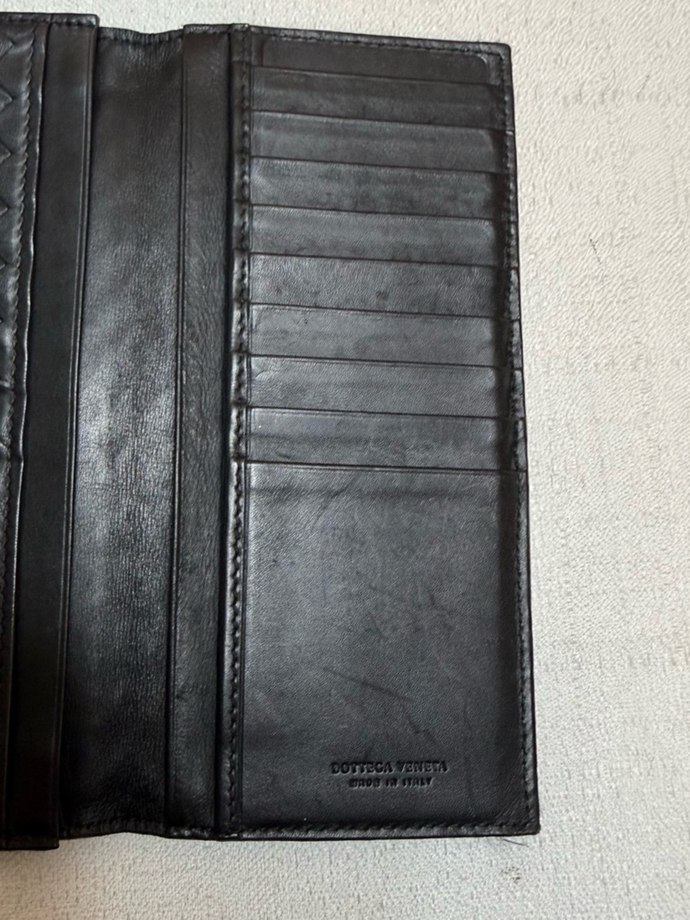 Bottega Veneta Black Intrecciato Leather Long Wallet Bi-Fold Made in Italy - Picture 13 of 14